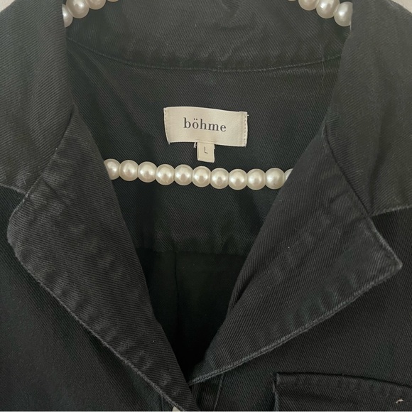 Bohme Black Denim Button Front Shorts Romper Playsuit |Size Large| - Picture 3 of 5